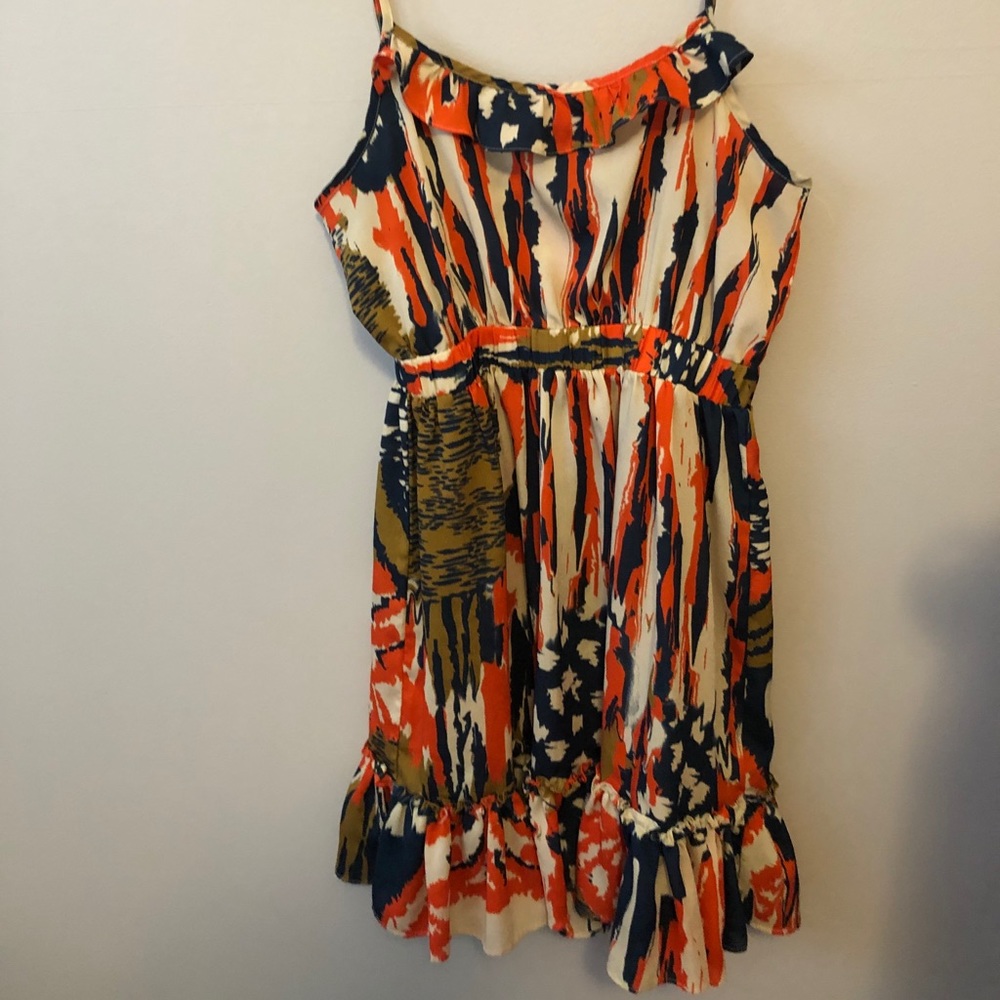 Orange and blue patterned dress